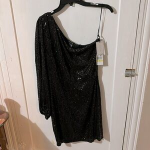 Medium black one arm sequin dress m